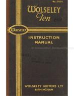 1939 WOLSELEY TEN INSTRUCTIEBOEKJE ENGELS, Autos : Divers, Modes d'emploi & Notices d'utilisation, Ophalen of Verzenden