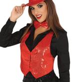 Glitter Gilet Rood Dames, Verzenden