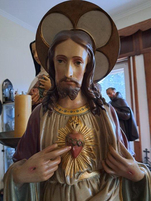 Antiek Kerkbeeld - Jezus Heilig Hart - 110 cm - Antiek -, Antiek en Kunst, Kunst | Niet-Westerse kunst