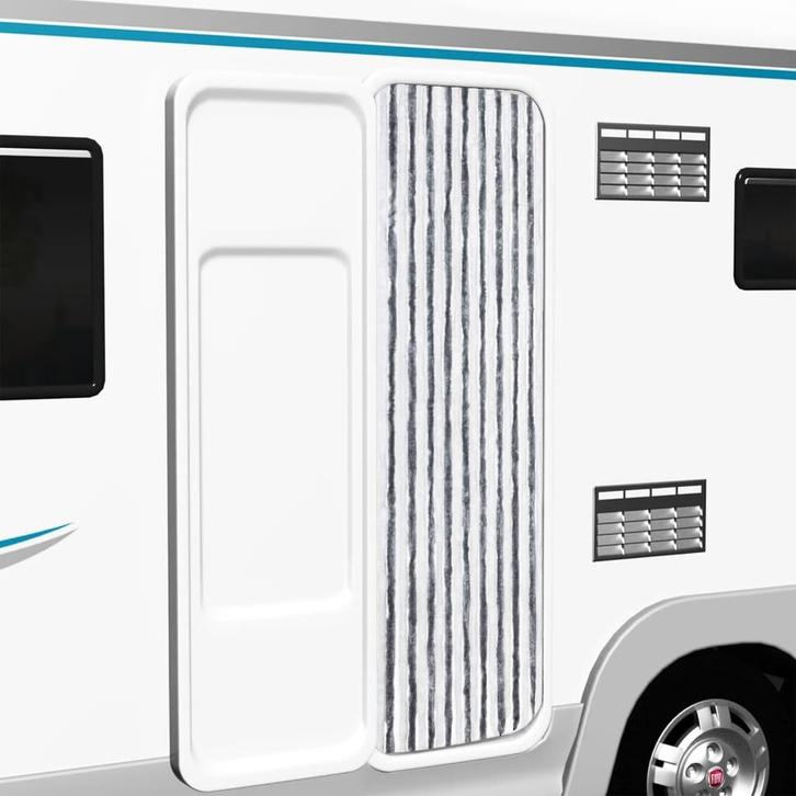 vidaXL Vliegengordijn 56x200 cm chenille grijs en wit, Doe-het-zelf en Bouw, Deuren en Vliegenramen, Nieuw, Verzenden