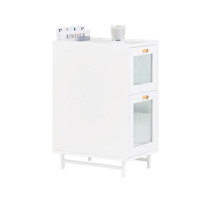 2dekans | SoBuy Nachtkastje – Met 2 Glazen Laden & Opbergvak, Huis en Inrichting, Kasten | Boekenkasten, Ophalen of Verzenden