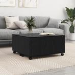 vidaXL Salontafel met wiel met opslag Zwart eiken 75 x 75 x, Huis en Inrichting, Tafels | Salontafels, Verzenden, Nieuw