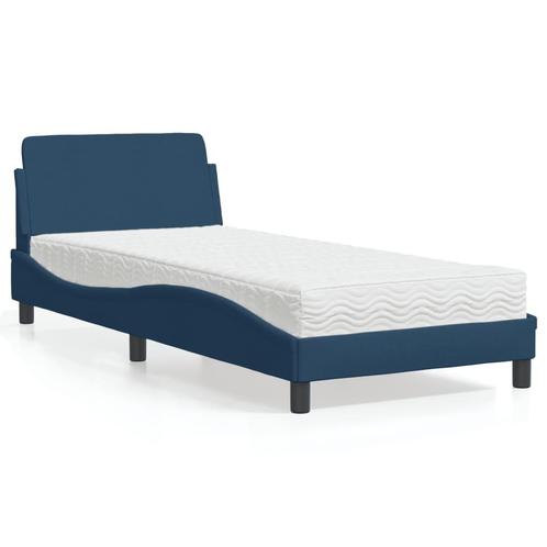 vidaXL Bed met matras stof blauw 90x200 cm, Maison & Meubles, Chambre à coucher | Lits, Envoi