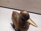 Beeld, Houten eend Rajasthan - 20 cm - Hout, Koper, Messing, Antiek en Kunst