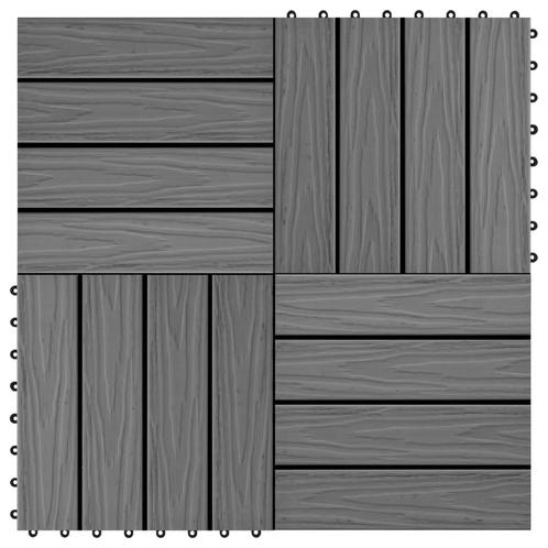 vidaXL Terrastegels diep reliëf 30x30 cm 1 m² HKC grijs 11, Doe-het-zelf en Bouw, Vloerdelen en Plavuizen, Nieuw, Verzenden