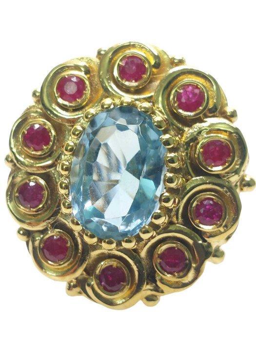 Zonder minimumprijs - Ring - 9 kt. Zilver, Geel goud,, Handtassen en Accessoires, Ringen