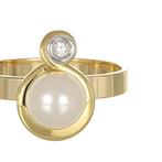 Ring - 18 karaat Geel goud, Witgoud - 0.03ct. tw. Diamant, Nieuw