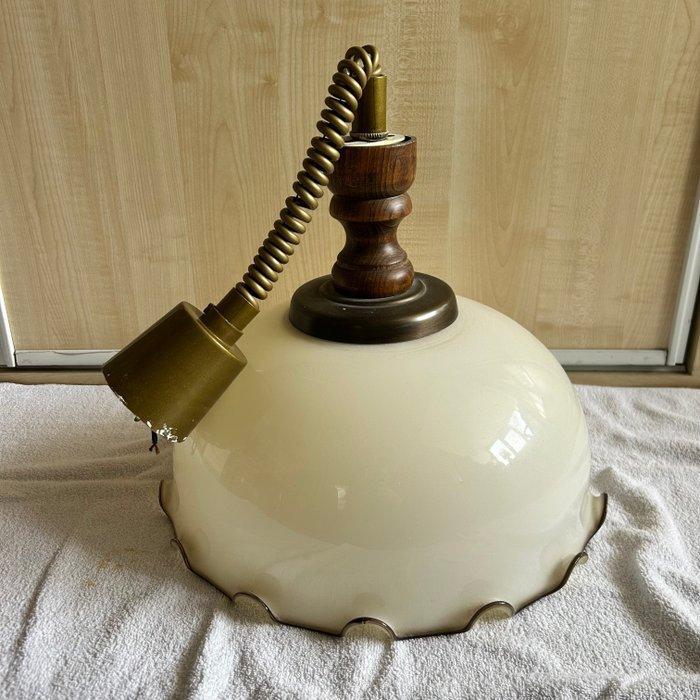 Plafondlamp - Beuken - Hanglamp met opaline kap, Antiek en Kunst, Curiosa en Brocante
