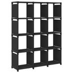 vidaXL Kast met 12 vakken 103x30x141 cm stof zwart, Huis en Inrichting, Verzenden, Nieuw