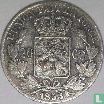 België 20 centimes 1853 (L W), Postzegels en Munten, Munten | België, Losse munt, Goud, Zilver, Verzenden