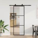 vidaXL Schuifdeur met beslagset 76x205 cm ESG glas zwart, Doe-het-zelf en Bouw, Deuren en Vliegenramen, Verzenden, Nieuw