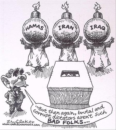 Pentekening Amerika - Islamitische democratie (lijst optie), Antiek en Kunst, Kunst | Tekeningen en Fotografie, Verzenden