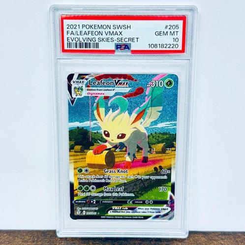 Pokémon Graded card - Leafeon Vmax - Evolving Skies #205 -, Hobby en Vrije tijd, Verzamelkaartspellen | Pokémon