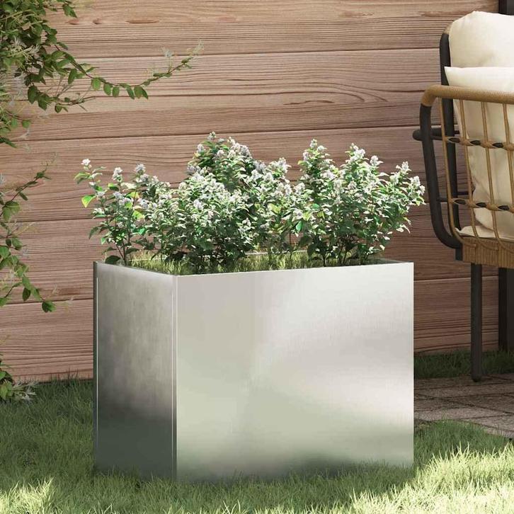 vidaXL Tuin Plantpot Zilver 50 x 32 x 40 cm Gegalvaniseerd, Tuin en Terras, Bloempotten, Nieuw, Verzenden