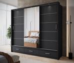 Meubella | Kledingkast 250cm zwart Garderobekast Met spiegel, Verzenden, Nieuw