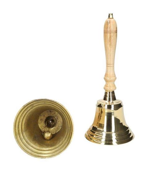sculptuur, Pair of two table bells - 32 cm - Hout, Messing, Antiek en Kunst, Kunst | Designobjecten