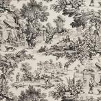 AA021 - Toile de Jouy Nero - Franse elegantie - Meubelstof -