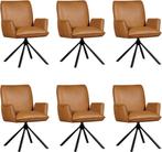 Set van 6 Leren eetkamerstoelen - draaibaar - automatisch, Overige kleuren, Nieuw, Ophalen of Verzenden, Vijf, Zes of meer stoelen