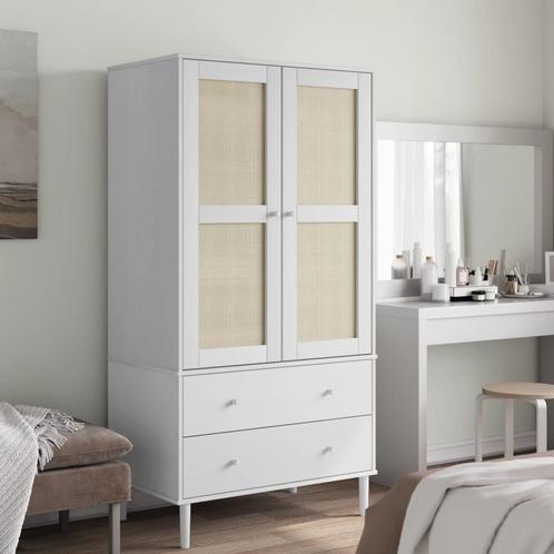 vidaXL Garde-robe SENJA aspect rotin blanc 90x55x175cm, Huis en Inrichting, Kasten | Kleerkasten, Verzenden