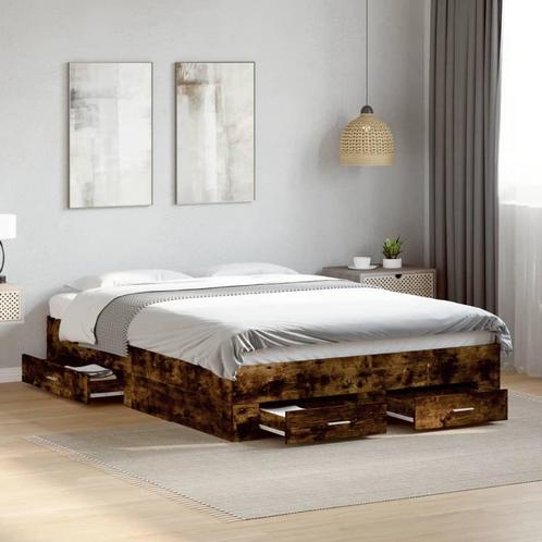 vidaXL Bedframe met lades bewerkt hout gerookt eikenkleurig, Huis en Inrichting, Slaapkamer | Bedden, Nieuw, Verzenden