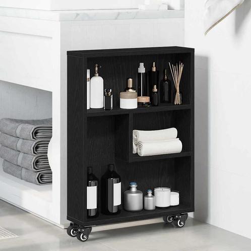 vidaXL Smalle Opslagwagen Zwart eiken 48 x 13 x 68 cm, Huis en Inrichting, Kasten | Boekenkasten, Nieuw, Verzenden