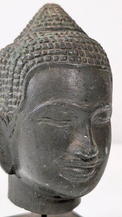 Tête - Dvaravati Bronzen Boeddha Hoofdbeeld in Thaise stijl, Antiquités & Art, Antiquités | Autres Antiquités