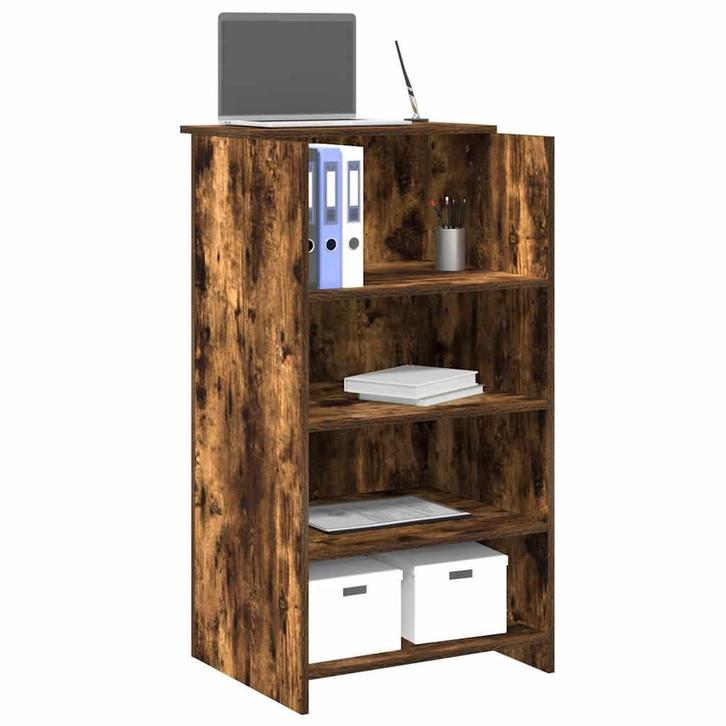 vidaXL Receptiebalie 55x50x103,5 cm bewerkt hout gerookt, Huis en Inrichting, Bureaus, Nieuw, Verzenden