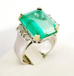 Ring Smaragd - Colombia - Diamant, Handtassen en Accessoires, Antieke sieraden
