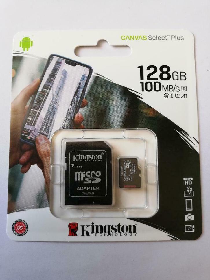 Micro SD kaart 128GB nieuw (Kingston), TV, Hi-fi & Vidéo, Photo | Cartes mémoire, MicroSDXC, Envoi