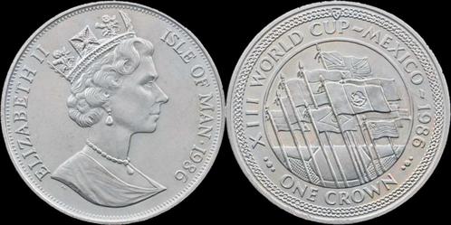 Isle of Man 1 crown 1986 Worldcup Mexico-unc koper-nikkel, Postzegels en Munten, Munten en Bankbiljetten | Verzamelingen, Verzenden