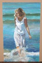 Domingo Alvarez Gomez (1942) - Paseando por la orilla del, Antiek en Kunst, Kunst | Schilderijen | Klassiek