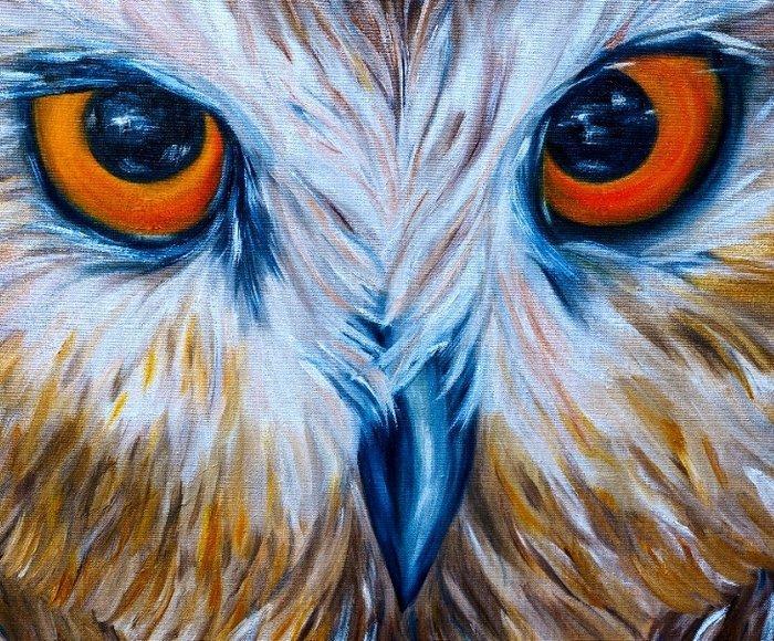Valérie Capgras - Regard, Âme de Chouette., Antiek en Kunst, Kunst | Schilderijen | Modern