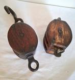 Ship’s pulley (2) - katrollen - Hout, IJzer