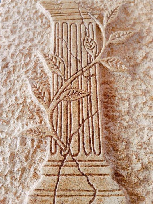 sculptuur, Bassorilievo Colonna Greca con Foglie di Alloro, Antiek en Kunst, Curiosa en Brocante