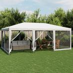 vidaXL Partytent met 10 mesh zijwanden 6x4 m HDPE wit, Tuin en Terras, Verzenden, Nieuw