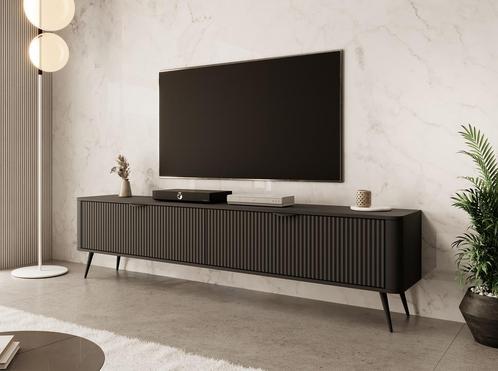 TV-Meubel zwart 200x38x51 | 2 kleppen, Huis en Inrichting, Kasten |Televisiemeubels, 25 tot 50 cm, Nieuw, 200 cm of meer, Overige materialen