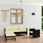 vidaXL 6-delige Loungeset met kussens poly rattan zwart, Tuin en Terras, Verzenden, Nieuw, Loungeset