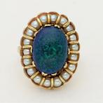 Ring - 14 karaat Geel goud - 5.43ct. tw. Opaal - Parel, Handtassen en Accessoires, Ringen, Nieuw