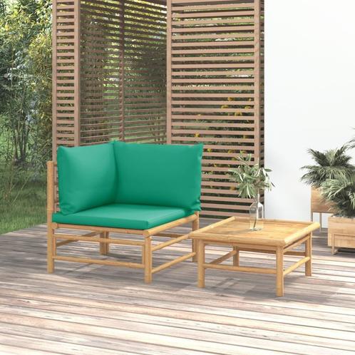 vidaXL Salon de jardin 2 pcs avec coussins vert bambou, Jardin & Terrasse, Ensembles de jardin, Neuf, Envoi