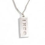 Zilver, 1970s sterling zilveren ingot hanger ketting op