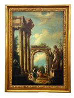 Italiaanse school (XIX) - Capriccio con rovine e personaggi