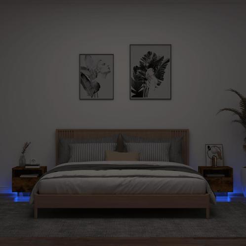 vidaXL Armoires de chevet avec lumières LED 2 pcs chêne, Maison & Meubles, Chambre à coucher | Tables de chevet, Neuf, Envoi