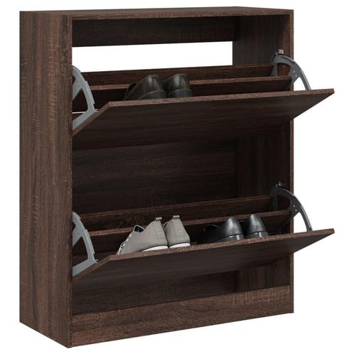 vidaXL Schoenenkast 80x34x96,5 cm bewerkt hout bruin, Maison & Meubles, Armoires | Armoires à chaussures, Envoi