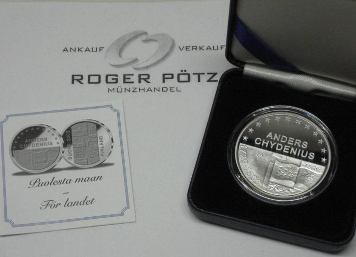 Finnland 10 Euro 2003 Anders Chydenius zilver Pp zilver, Postzegels en Munten, Munten | Europa | Euromunten, België, Verzenden