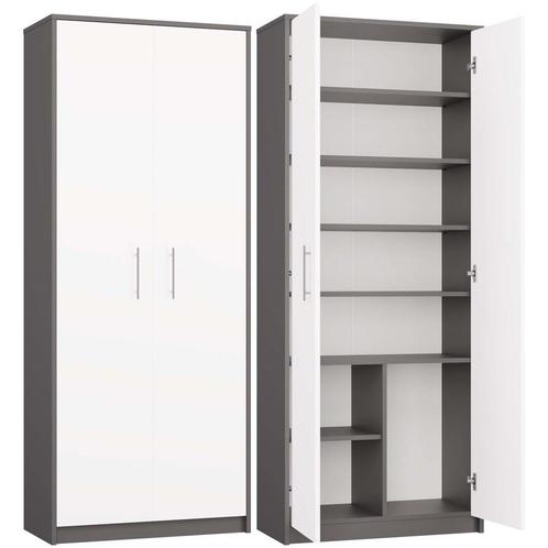 Kantoorkast-Kledingkast Antraciet Wit (Kledingkasten), Huis en Inrichting, Kasten | Kleerkasten, 25 tot 50 cm, Nieuw, Overige houtsoorten