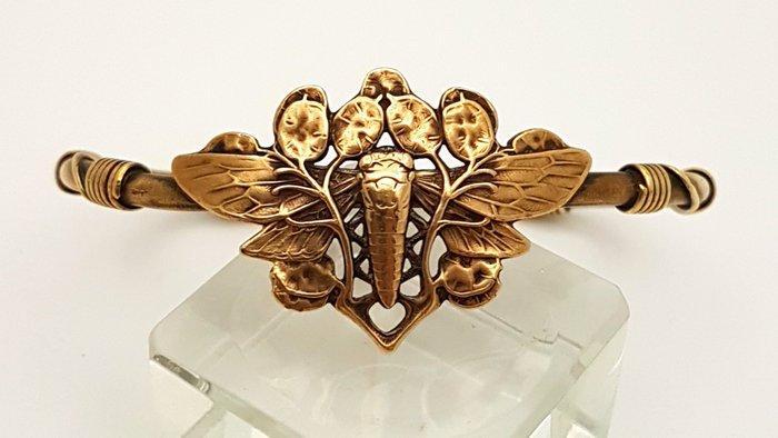 Art Nouveau, Cigale + Monnaie du Pape, messing - Armband, Antiek en Kunst, Kunst | Designobjecten