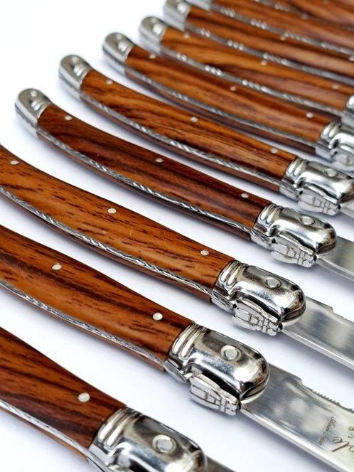 Laguiole - 12x Steak Knives - Brown - style de -, Antiquités & Art, Antiquités | Ustensiles de cuisine