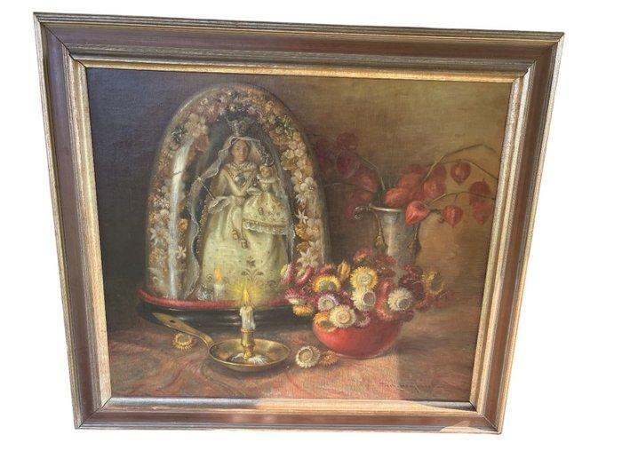 Achiel Lombaert (1911-1990) - Religieus Bloemstilleven, Antiek en Kunst, Kunst | Schilderijen | Klassiek