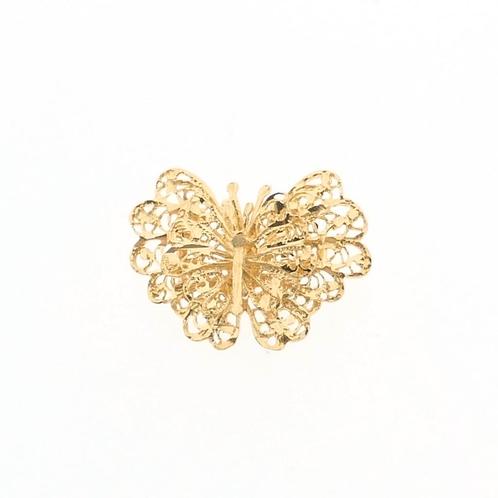 Gouden hanger van een vlinder (vlinder kettinghanger), Handtassen en Accessoires, Bedels, Gebruikt, Overige merken, Goud, Ophalen of Verzenden