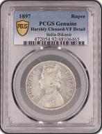 Brits India. Victoria. 1 Rupee 1897 Calcutta. PCGS VF, Postzegels en Munten